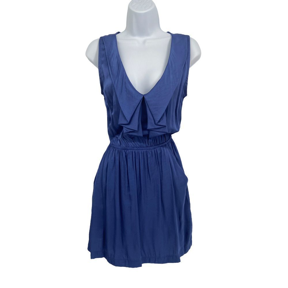 Lush Blue‎ V Neck Blouson Mini Dress Size Large
